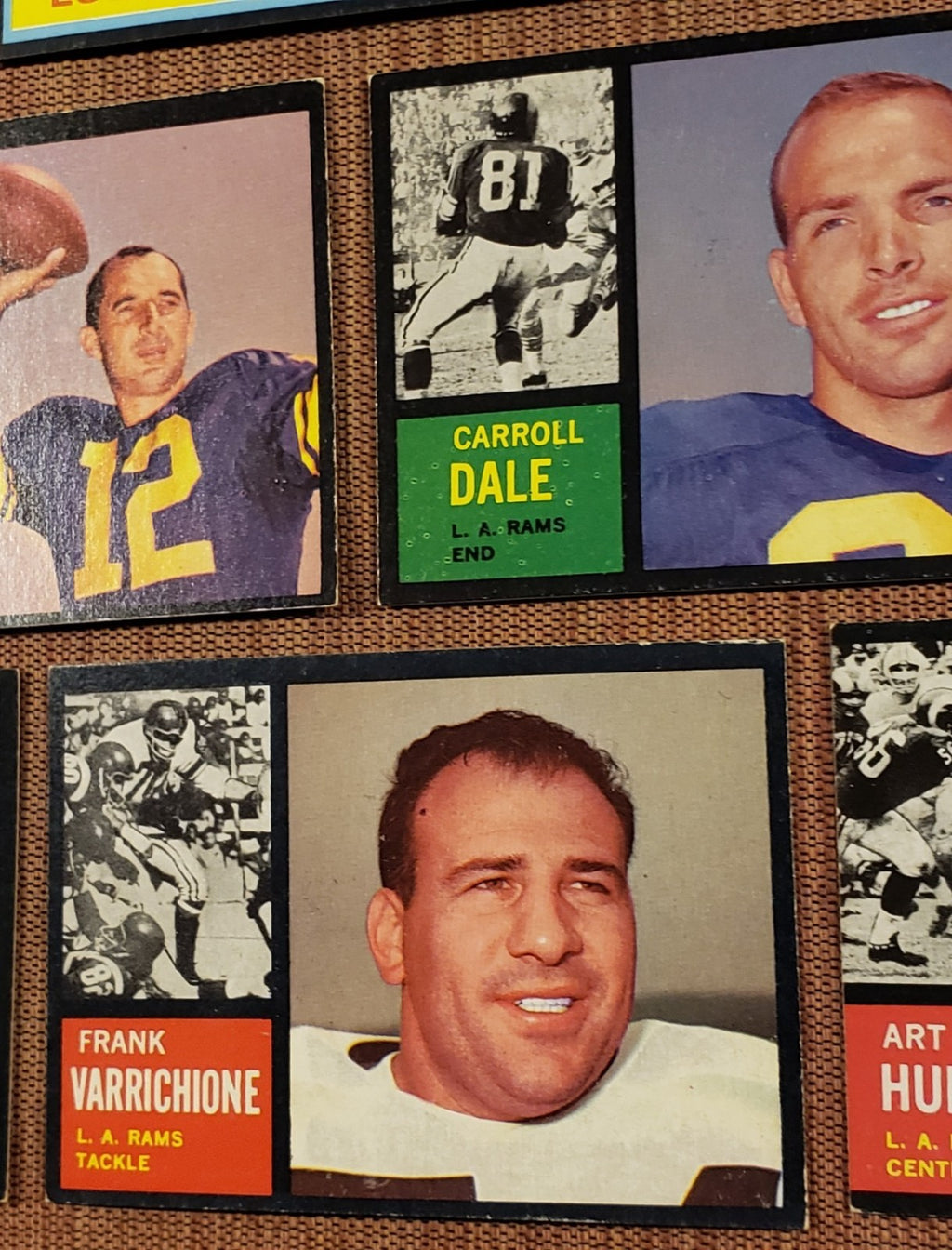 1962 Topps Rams Football Cards Richter Bratkowski & Team SPs Dale RC Varrichione3