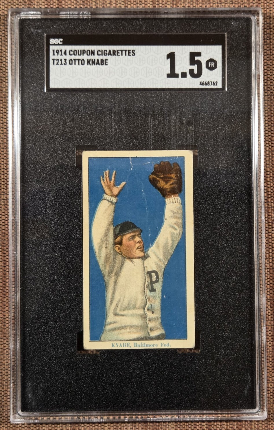 1914 Coupon T213 Otto Knabe Pirates Phillies Cubs Terrapins Baseball Card SGC1.50