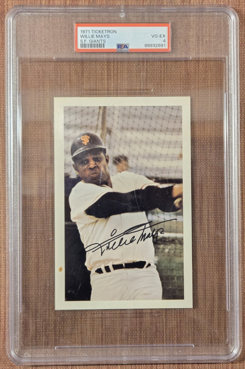 1971 Ticketron Willie Mays San Francisco Giants Original Baseball Card PSA 40
