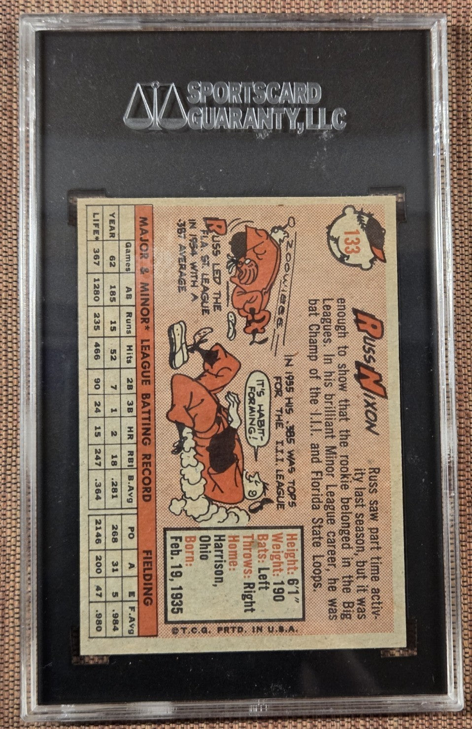 1958 Topps #133 Russ Nixon Cleveland Indians Rookie Baseball Card SGC 8.5 RC1