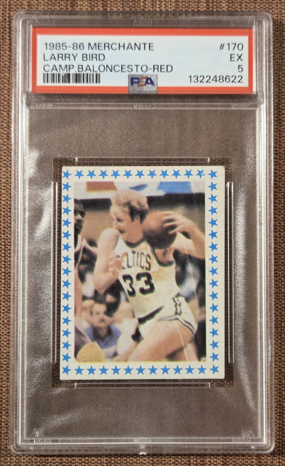 1985 Merchante Campeon Red #170 Larry Bird Boston Celtics Basketball Card PSA 50