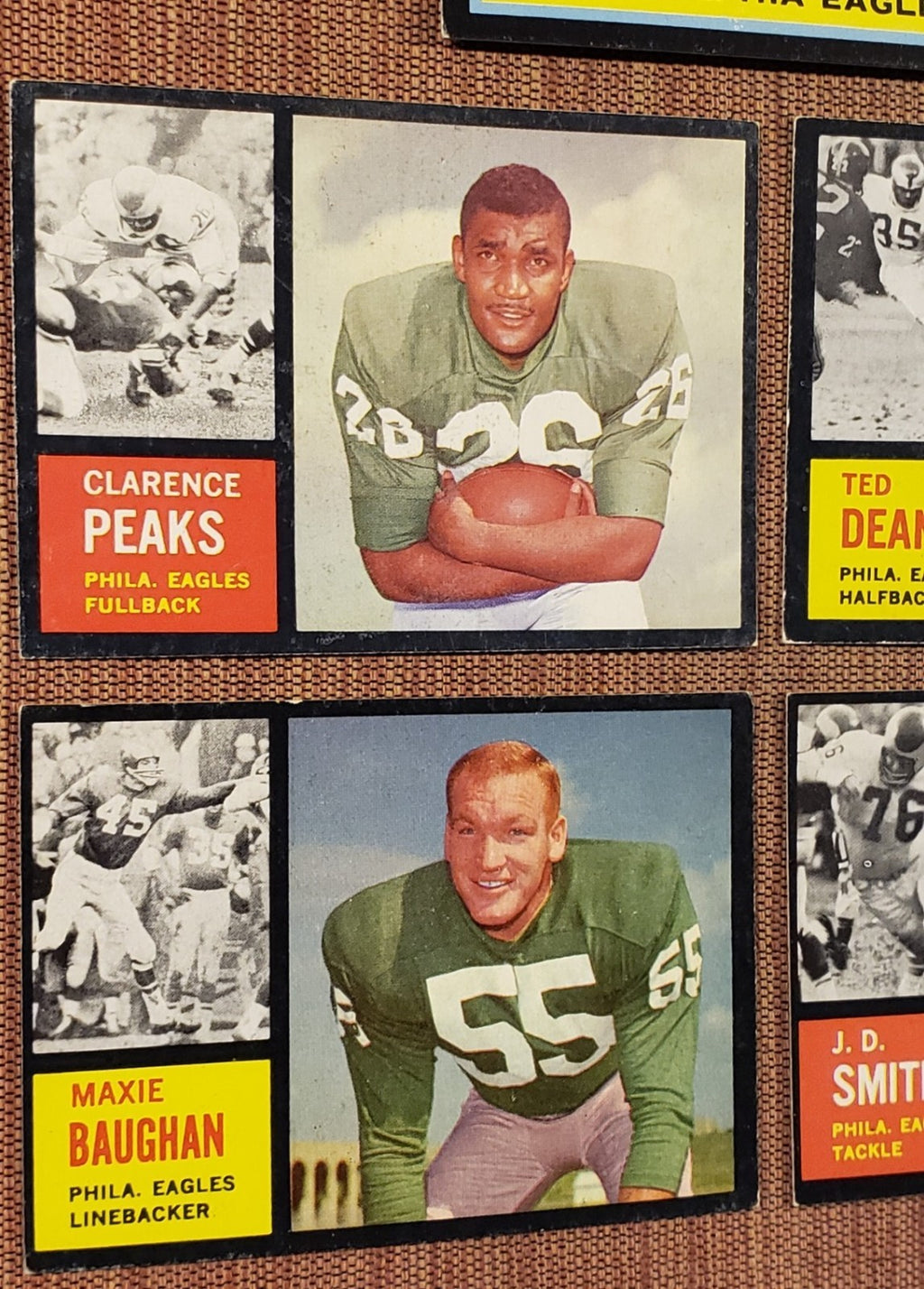 1962 Topps Football Cards Retzlaff SP Dean SP Schrader SP Smith RC Peaks Walston1