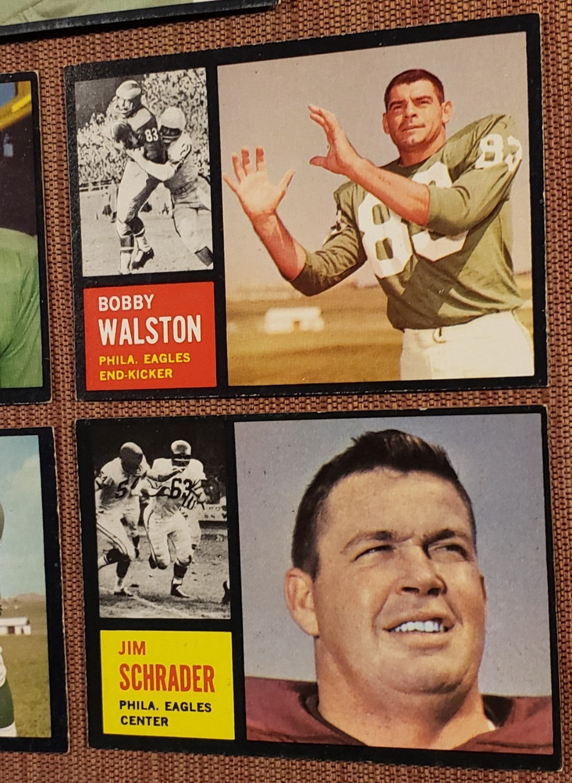 1962 Topps Football Cards Retzlaff SP Dean SP Schrader SP Smith RC Peaks Walston3