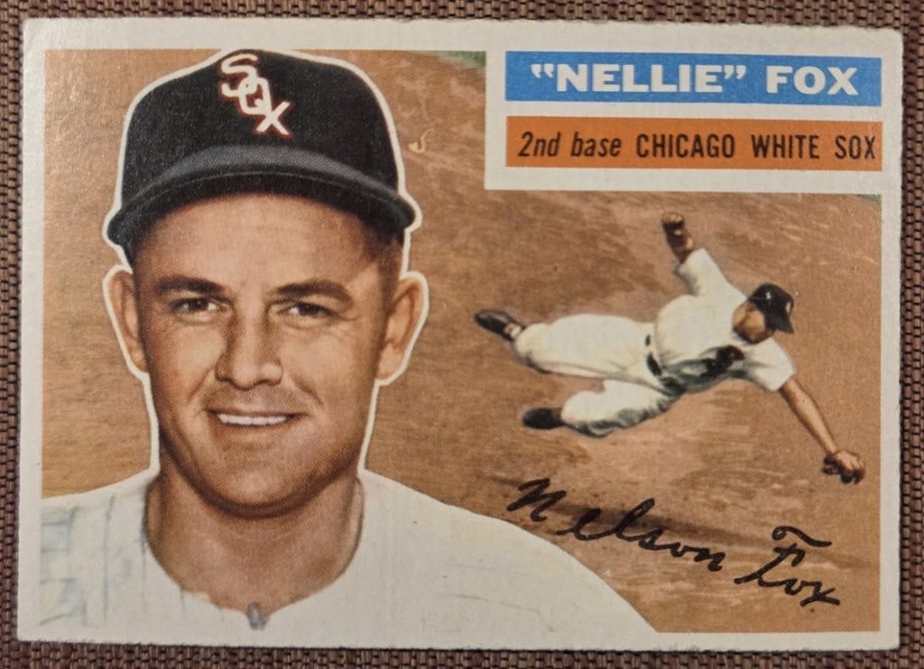 1956 Topps Gray Back #118 Nellie Fox Chicago White Sox Original Baseball Card0