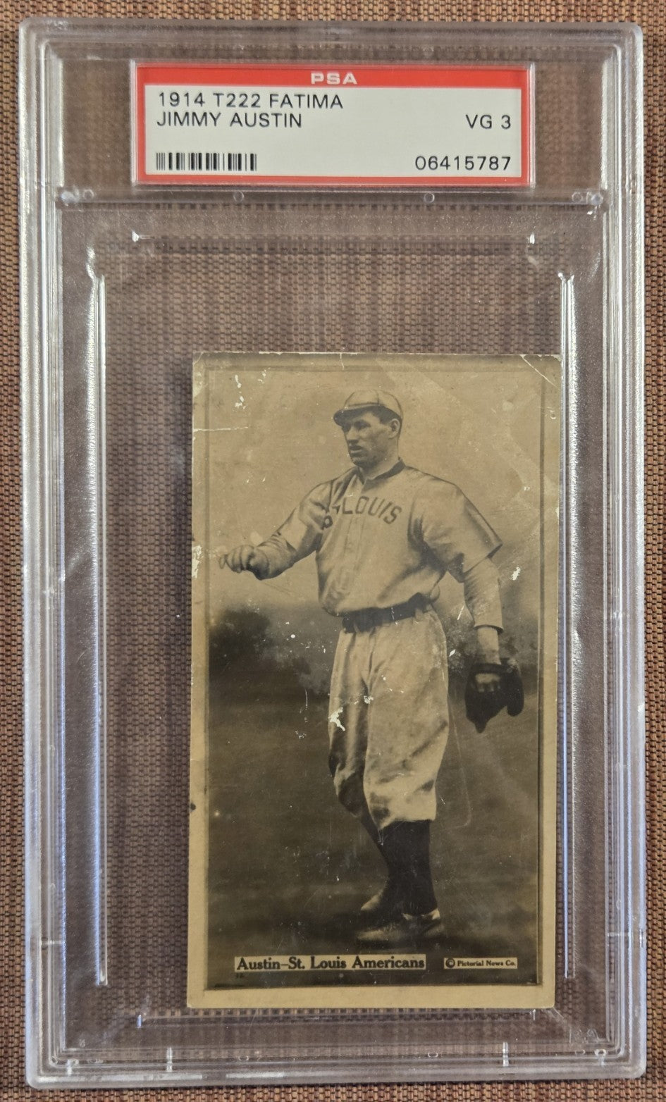 1914 Fatima T222 Jimmy Austin New York Yankees Browns Original Baseball Card0