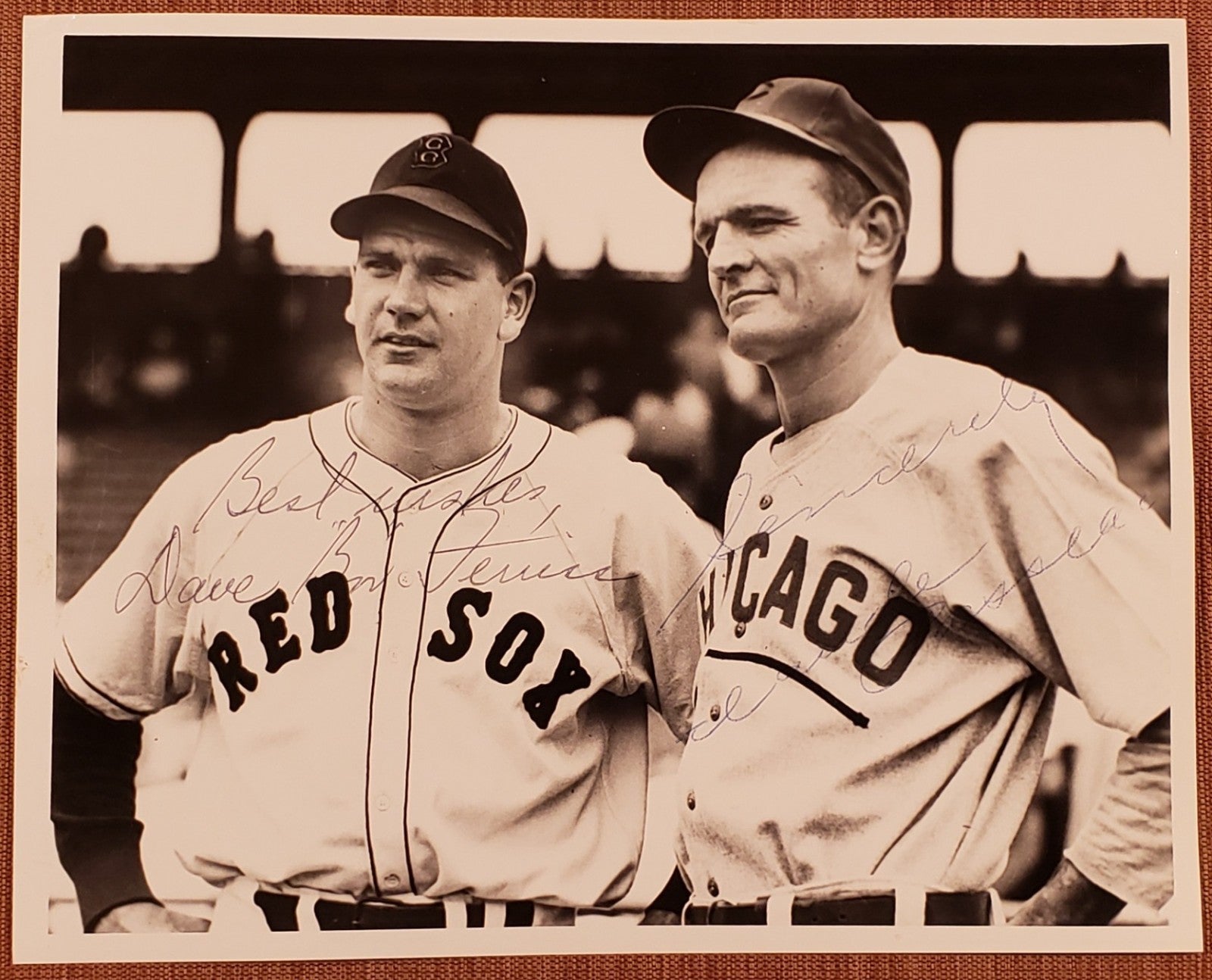 Dave Ferriss Claude Passeau Auto Red Sox 1940's Baseball 8x10 Vintage Photo JSA0