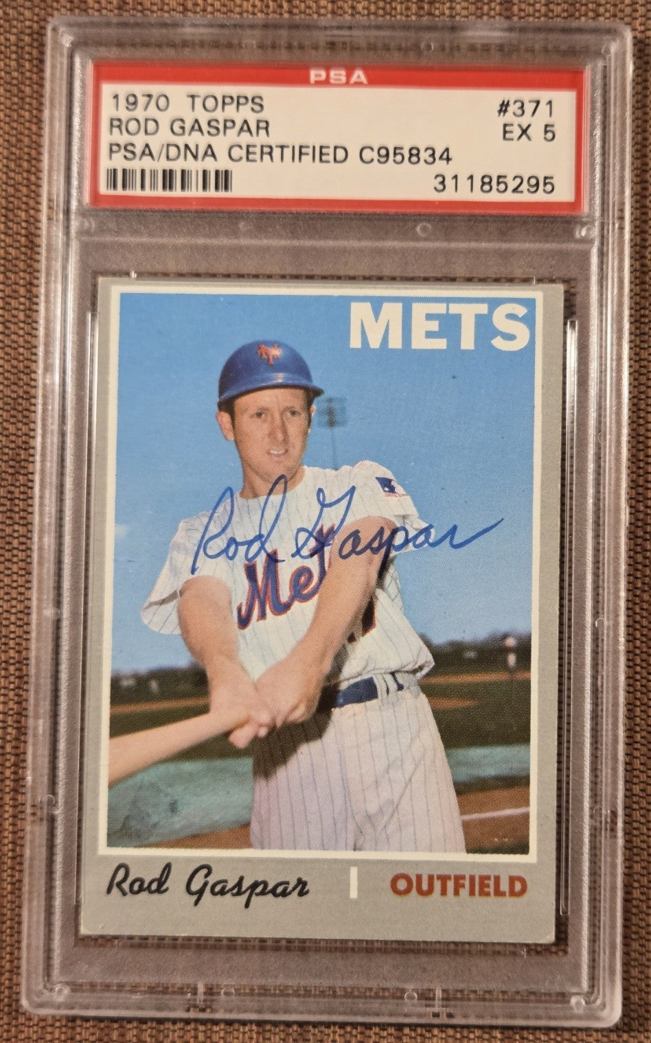 1970 Topps #371 Rod Gaspar New York Mets Rookie Baseball Card PSA 5 /DNA AUTO RC0