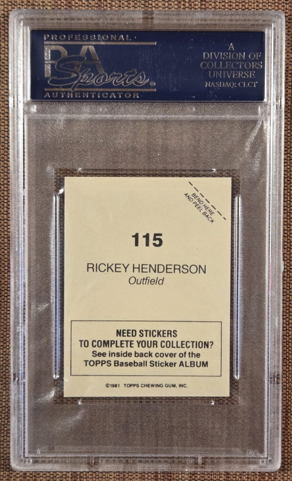 1981 Topps Stickers #115 Rickey Henderson Oakland A's Baseball Card PSA 10 Gem1