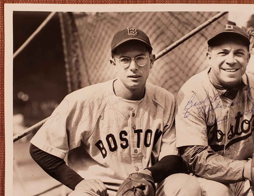 Dom DiMaggio Johnnie Hopp Auto Red Sox 1940's Baseball 8x10 Vintage Photo JSA1