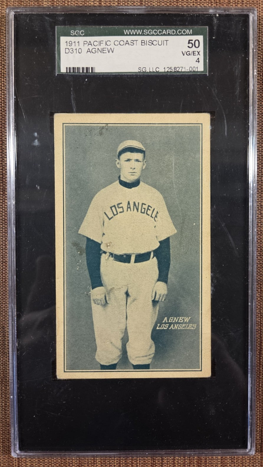 1911 Pacific Coast Biscuit James Agnew Los Angeles Angels Baseball Card SGC 40