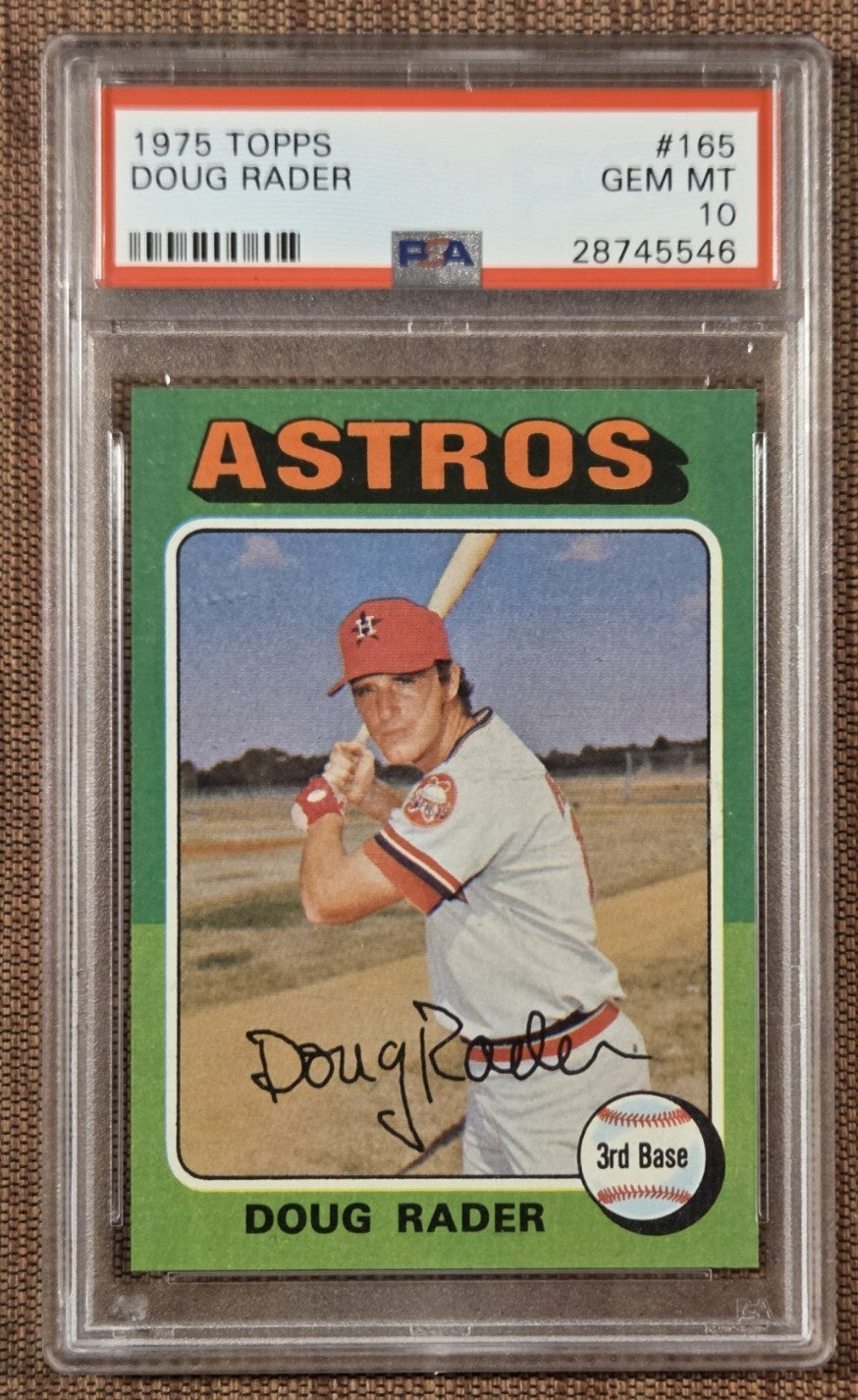 1975 Topps #165 Doug Rader Houston Astros Baseball Card PSA 10 Gem Mint POP 60