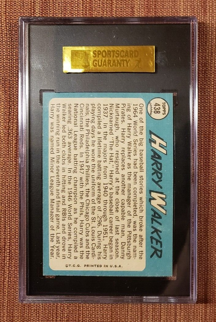 1965 Topps #438 Harry Walker Pittsburgh Pirates Vintage Original Baseball Card1