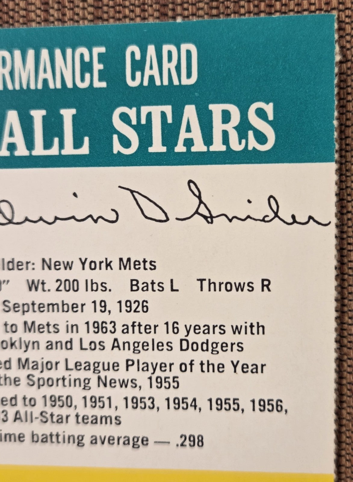 1964 Challenge the Yankees Duke Snider New York Mets Original Baseball Card2