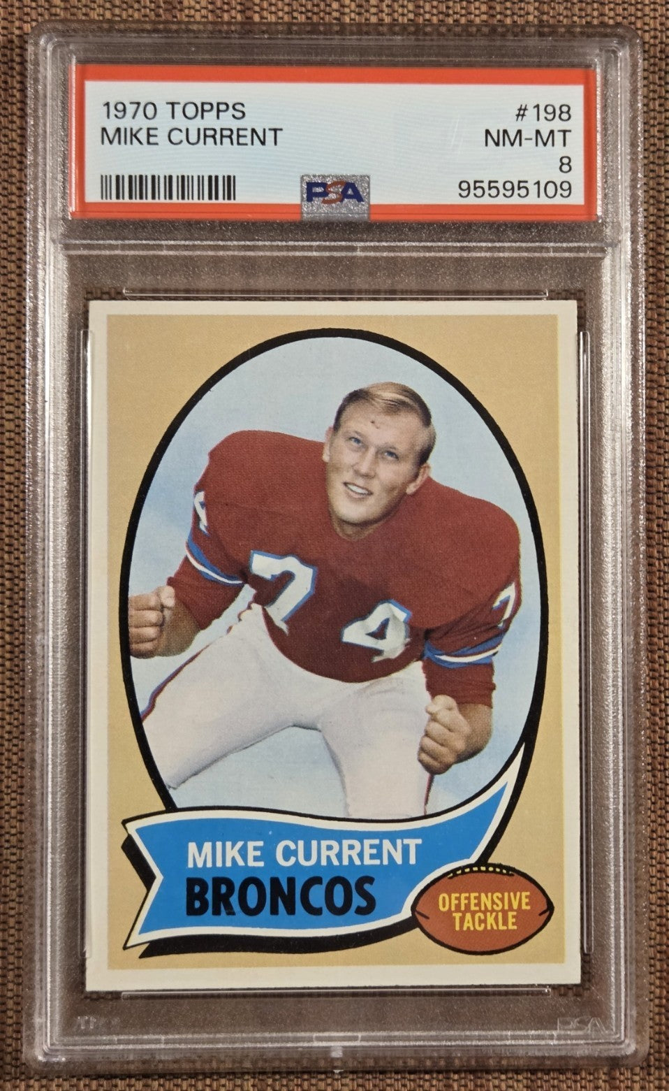 1970 Topps #198 Mike Current Denver Broncos Vintage Rookie Football Card PSA8 RC0