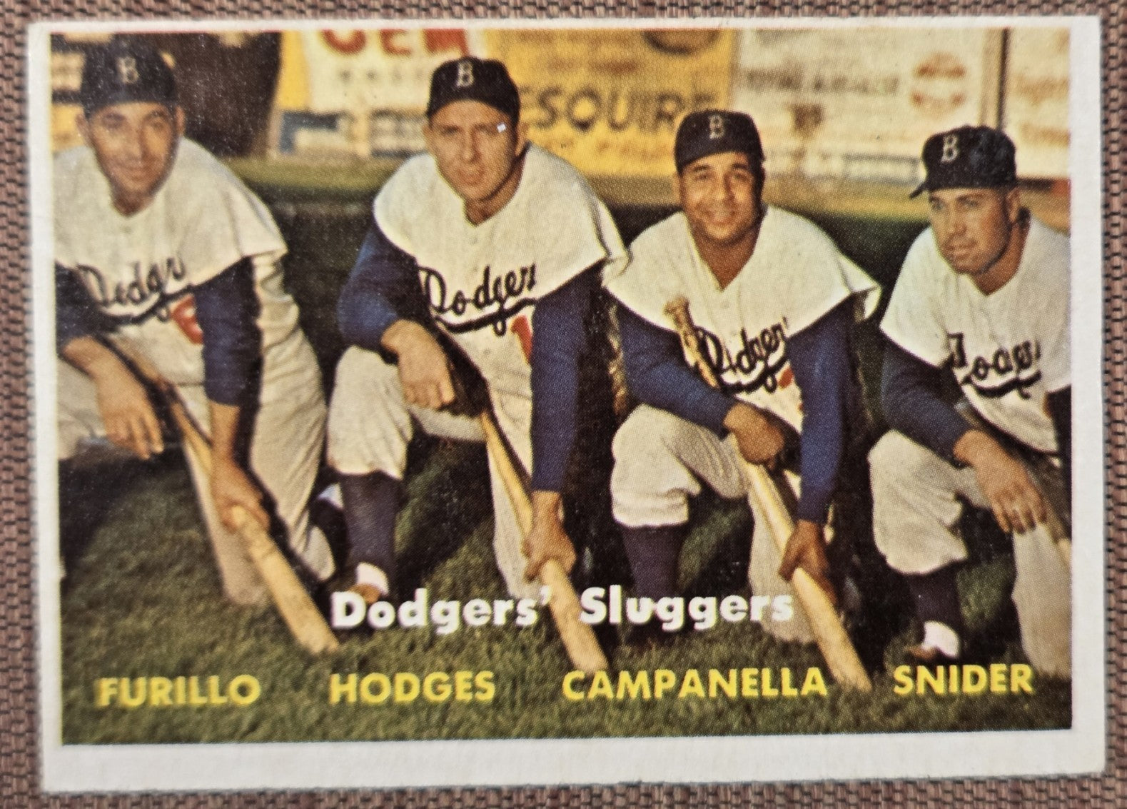 1957 Topps #400 Roy Campanella Snider Hodges Furillo Dodgers Baseball Card0