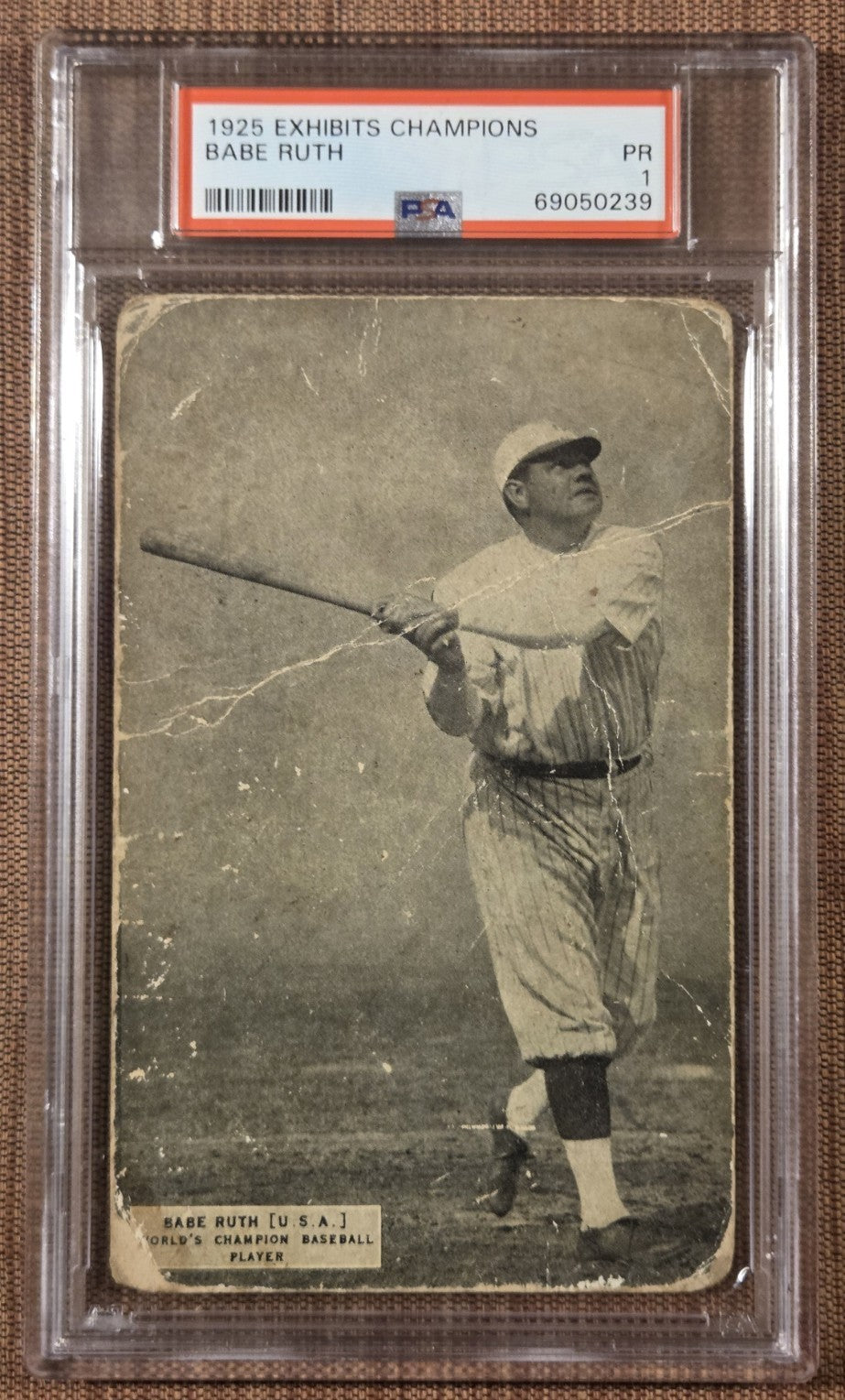 1925 Exhibits Champions Babe Ruth New York Yankees Original Baseball Card PSA 10