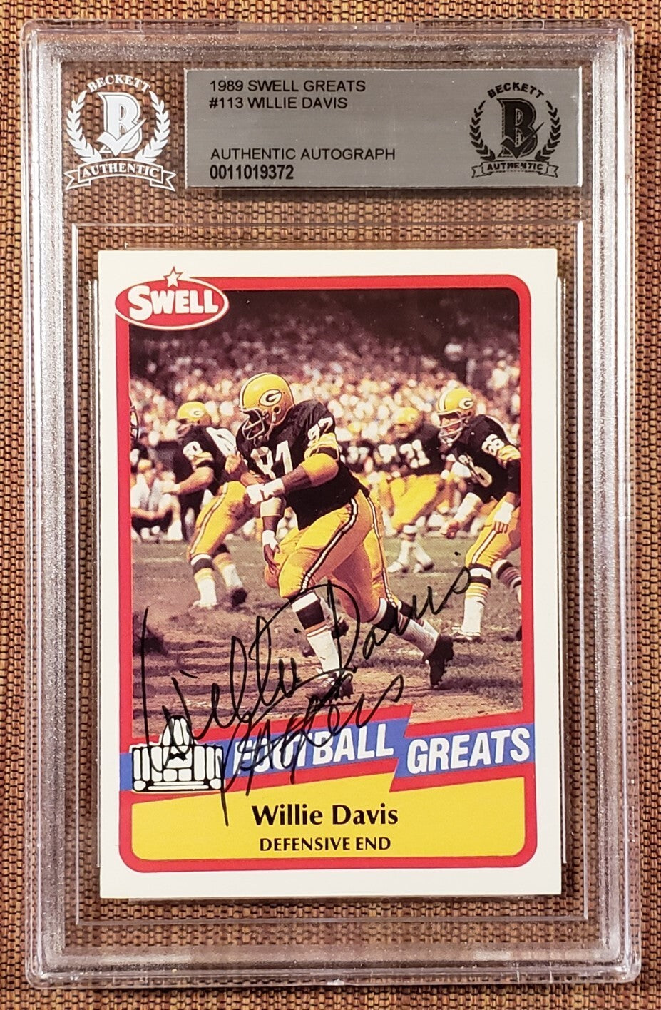 1989 Swell #113 Willie Davis Autographed Green Bay Packers Football Card BGS/BAS0