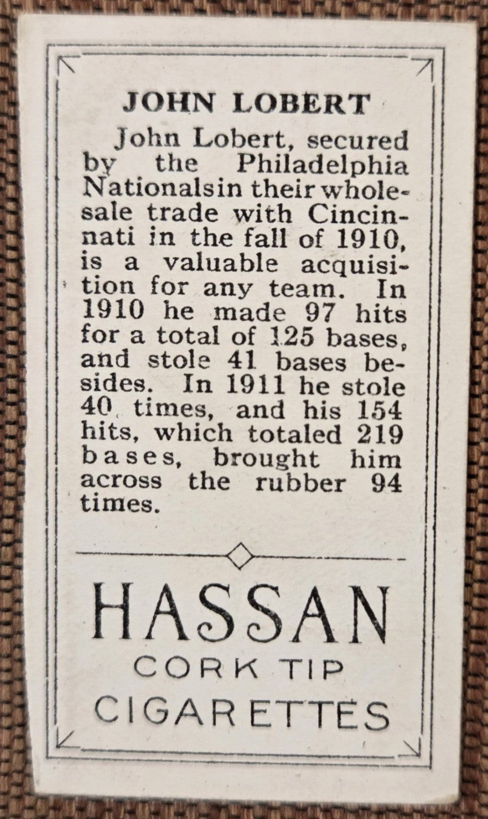 1912 Hassan Triple Folders T202 Hans Lobert Phillies Giants Cut Baseball Card3