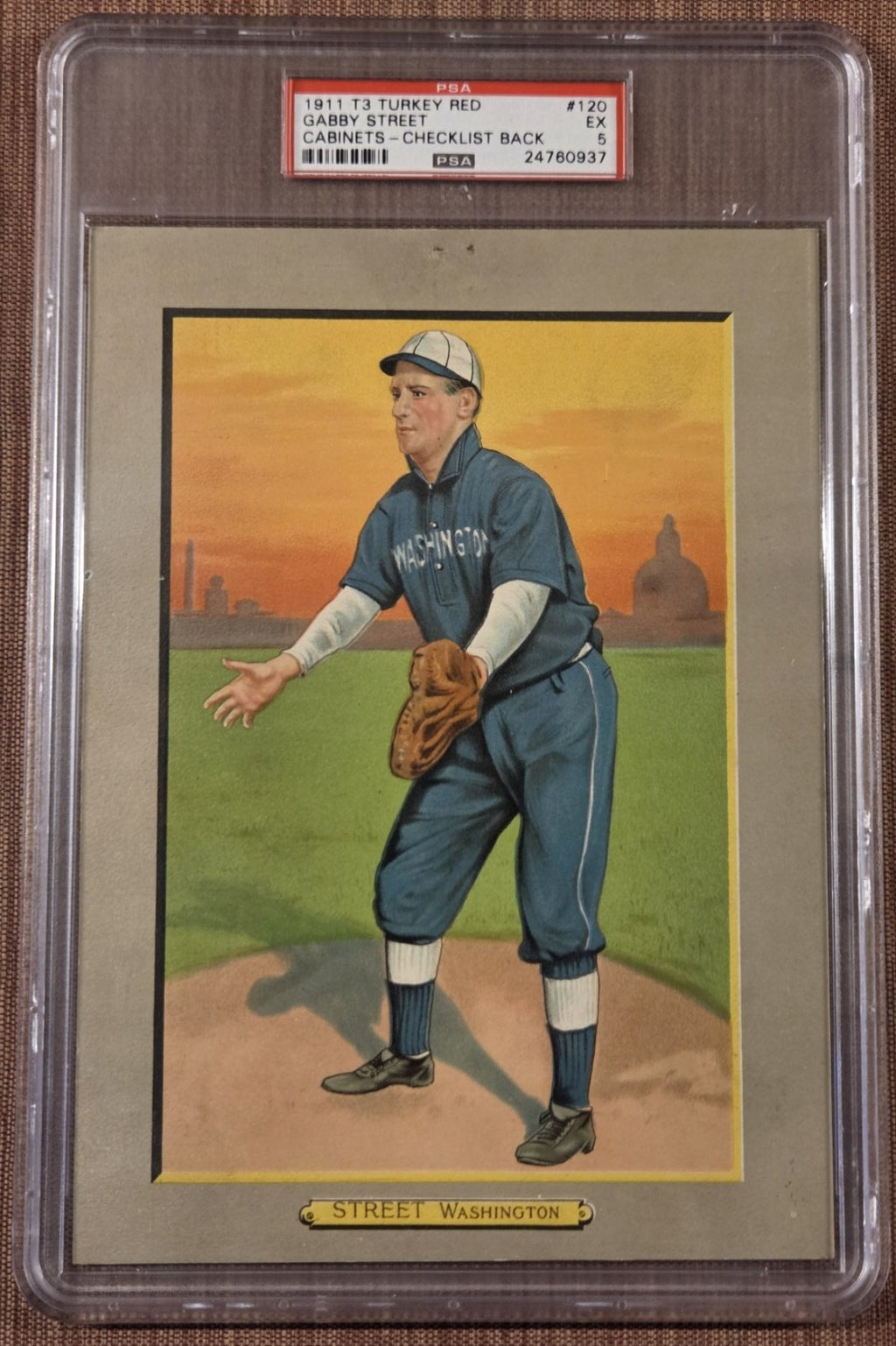 1911 Turkey Red Cabinets CL Back T3 Gabby Street Senators Baseball Cabinets PSA50