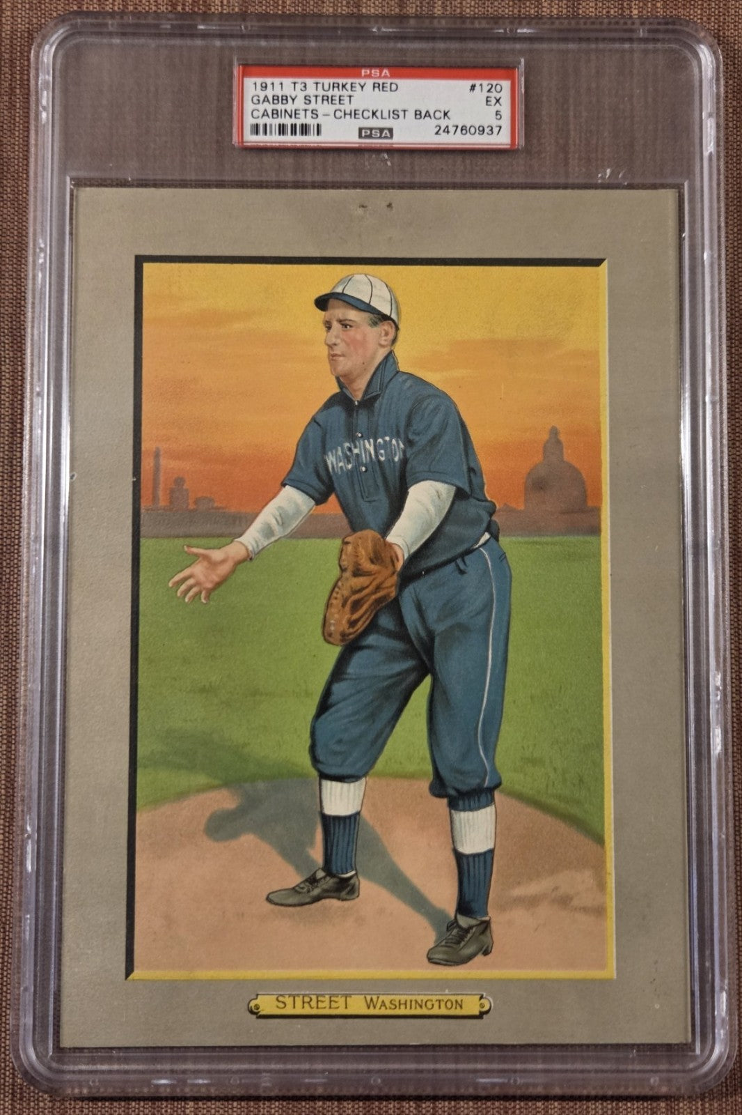 1911 Turkey Red Cabinets CL Back T3 Gabby Street Senators Baseball Cabinets PSA50