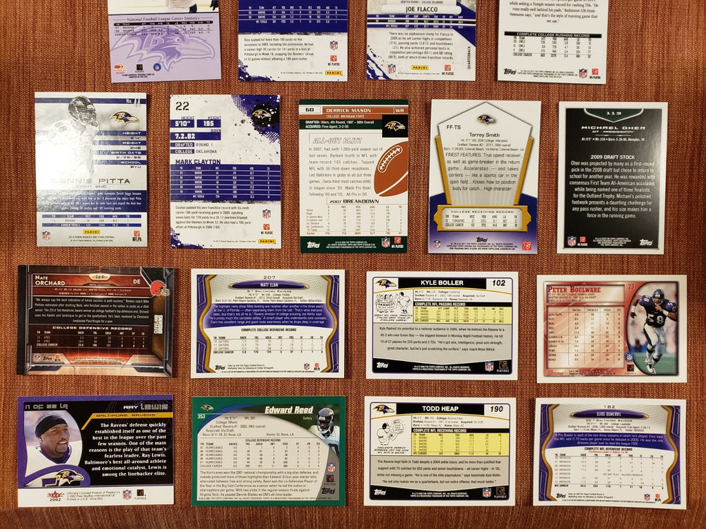 RAVENS FOOTBALL CARDS ALLEN AU RC OHER RC REED RC LEWIS PIERCE REFRACT /499 SUGG4