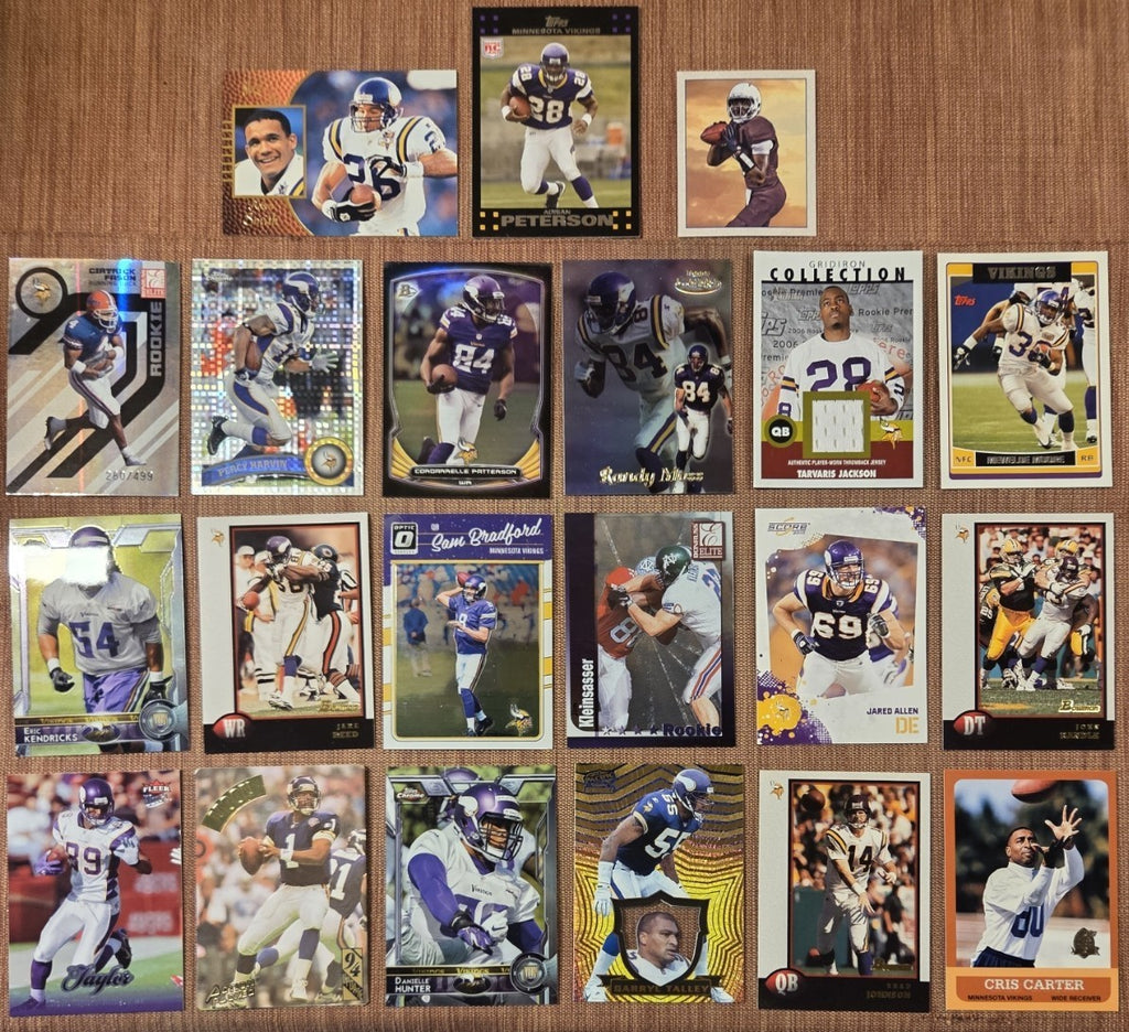 Minnesota Vikings Football Cards Peterson RC Kleinsasser RC Carter Allen Harvin0