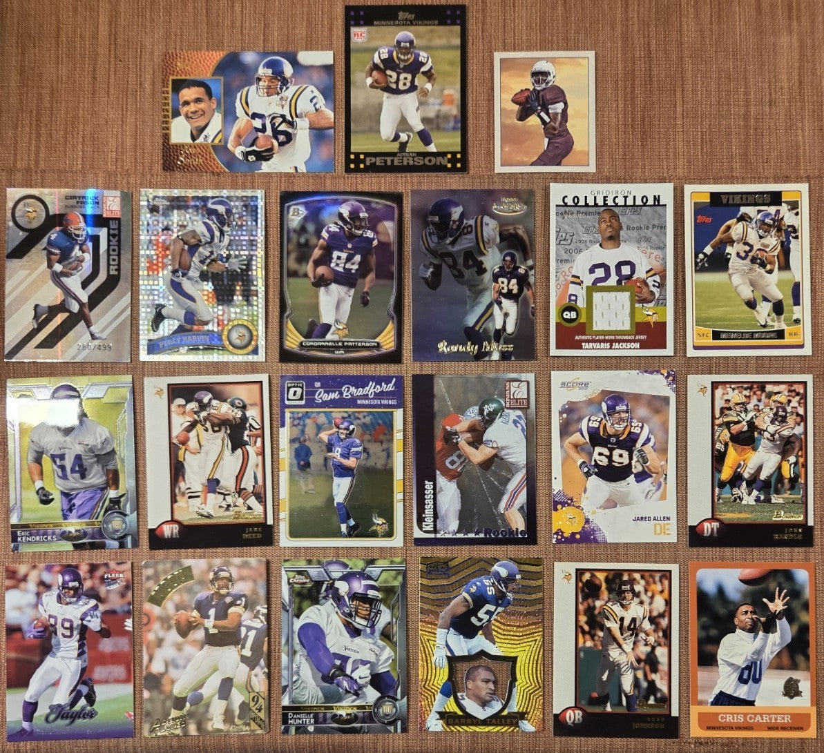 Minnesota Vikings Football Cards Peterson RC Kleinsasser RC Carter Allen Harvin0