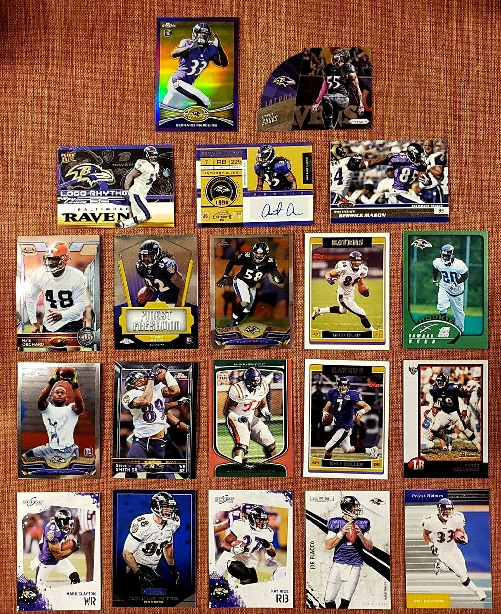 RAVENS FOOTBALL CARDS ALLEN AU RC OHER RC REED RC LEWIS PIERCE REFRACT /499 SUGG0