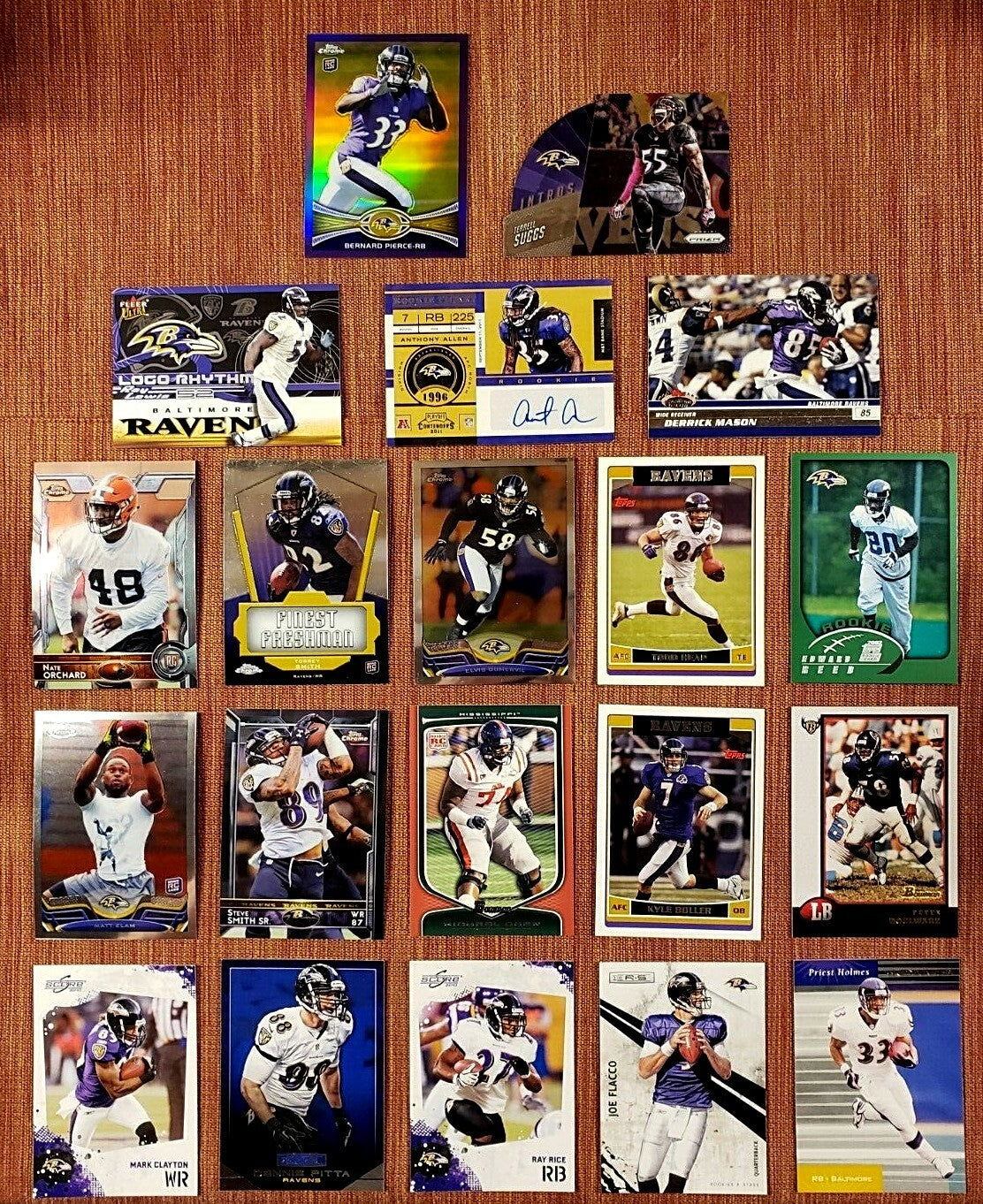 RAVENS FOOTBALL CARDS ALLEN AU RC OHER RC REED RC LEWIS PIERCE REFRACT /499 SUGG0