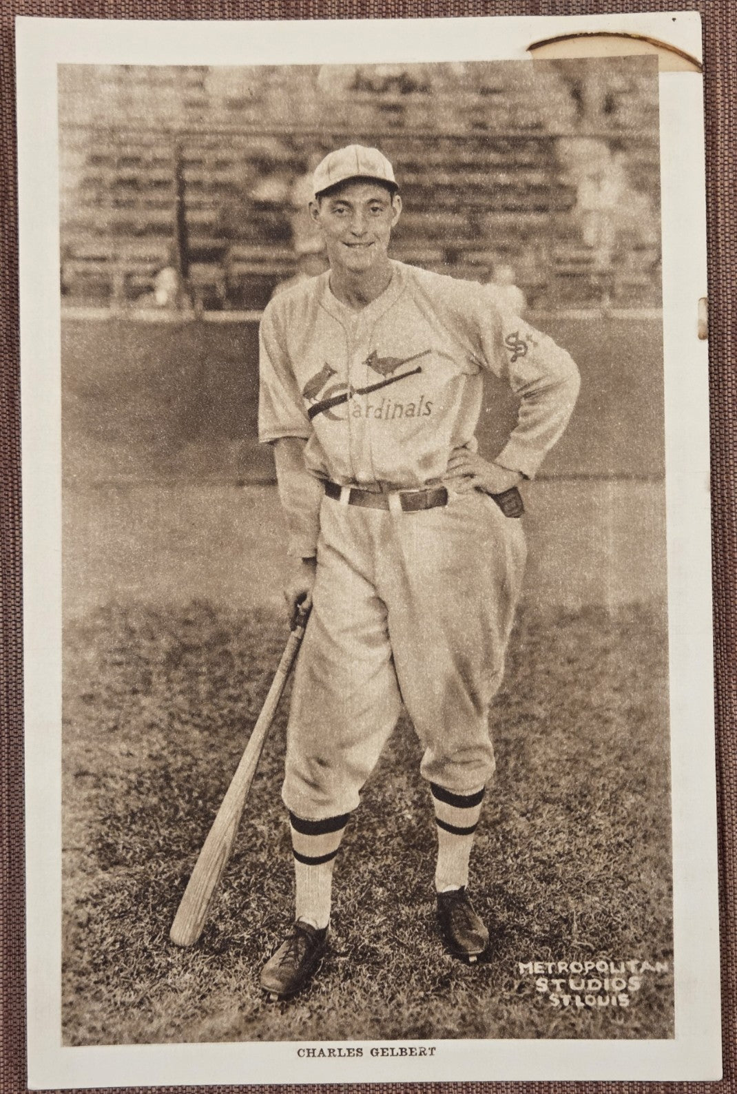 1931 Metropolitan Studios Charlie Gelbert St. Louis Cardinals Baseball Card0