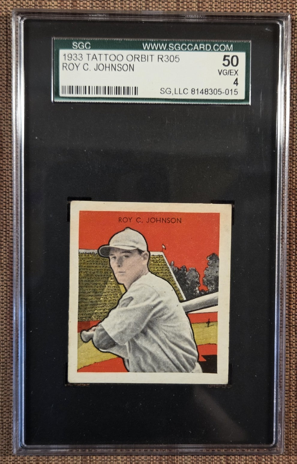 1932 Tattoo Orbit R305 Roy Johnson Boston Red Sox Original Baseball Card SGC 40