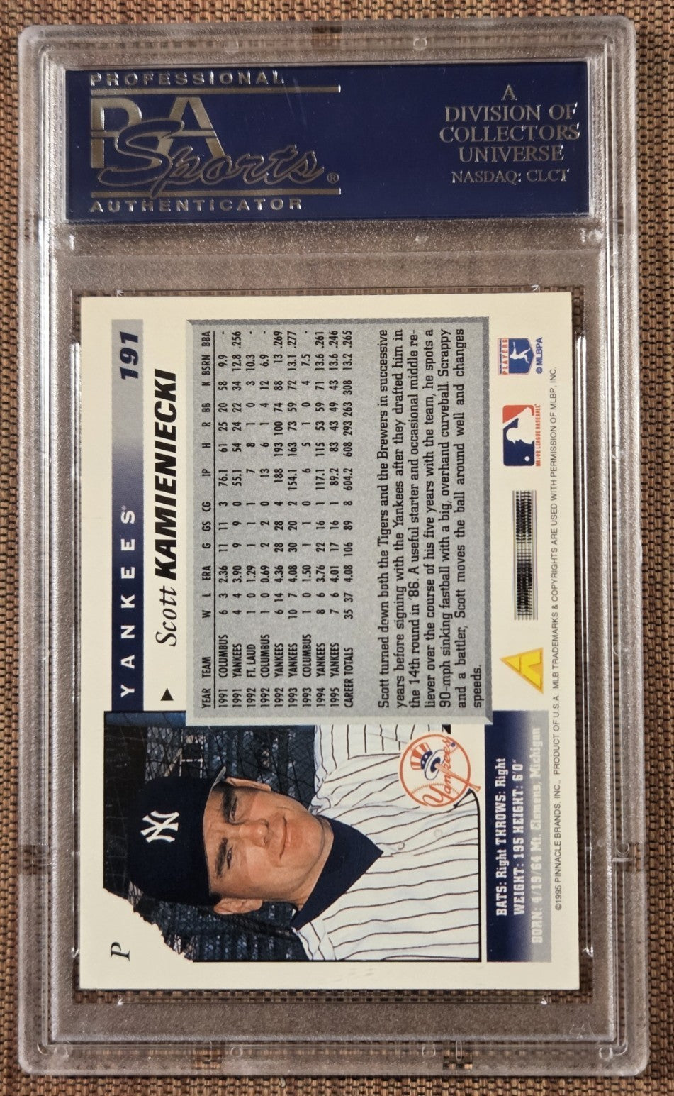 1996 Score #191 Scott Kamieniecki New York Yankees Baseball Card PSA 5/DNA AUTO1