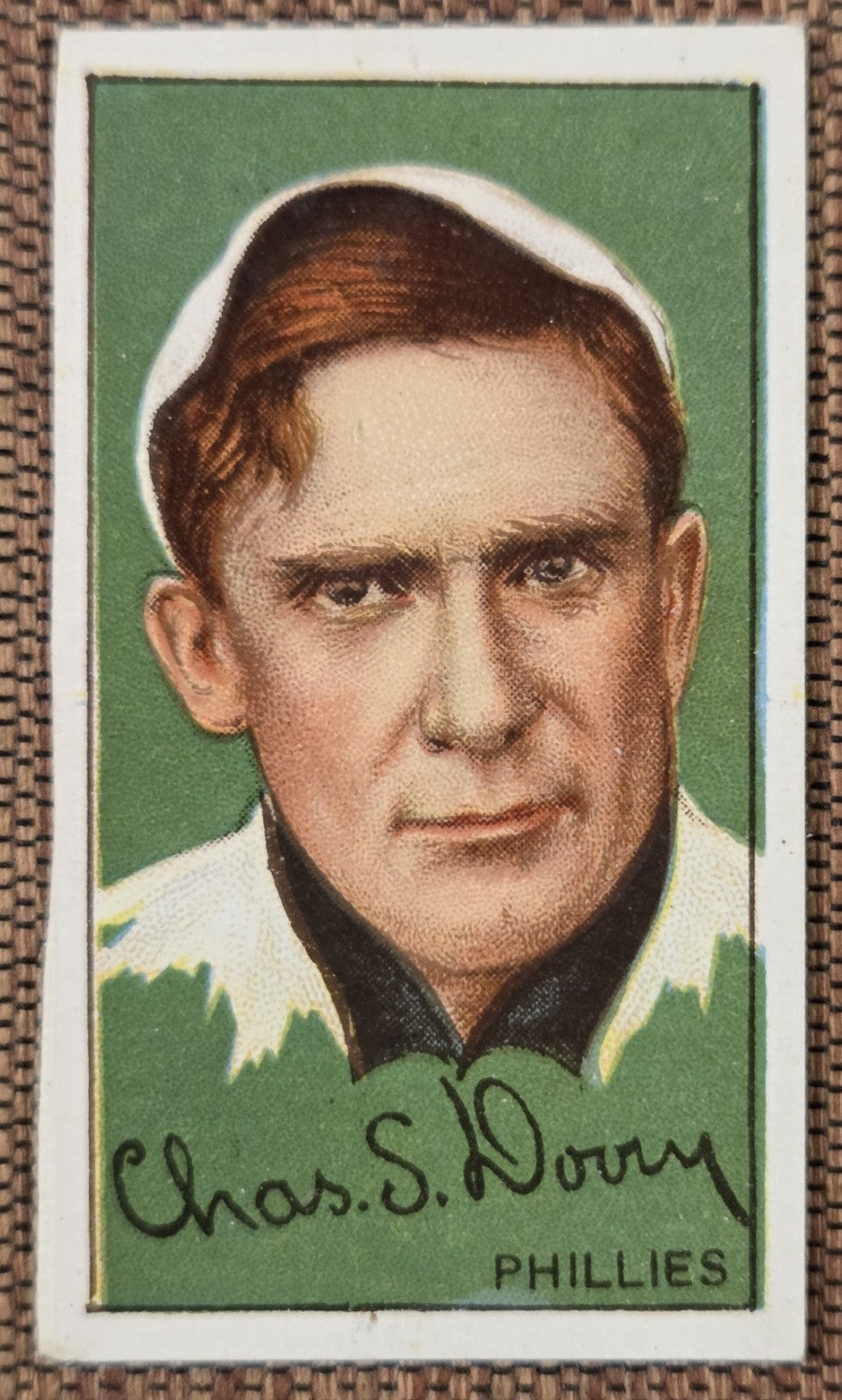 1912 Hassan Triple Folders T202 Red Dooin Phillies Reds Giants Cut Baseball Card0
