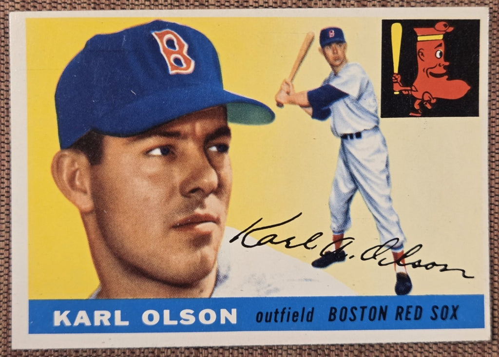 1955 Topps #72 Karl Olson Boston Red Sox Authentic Original Baseball Card0