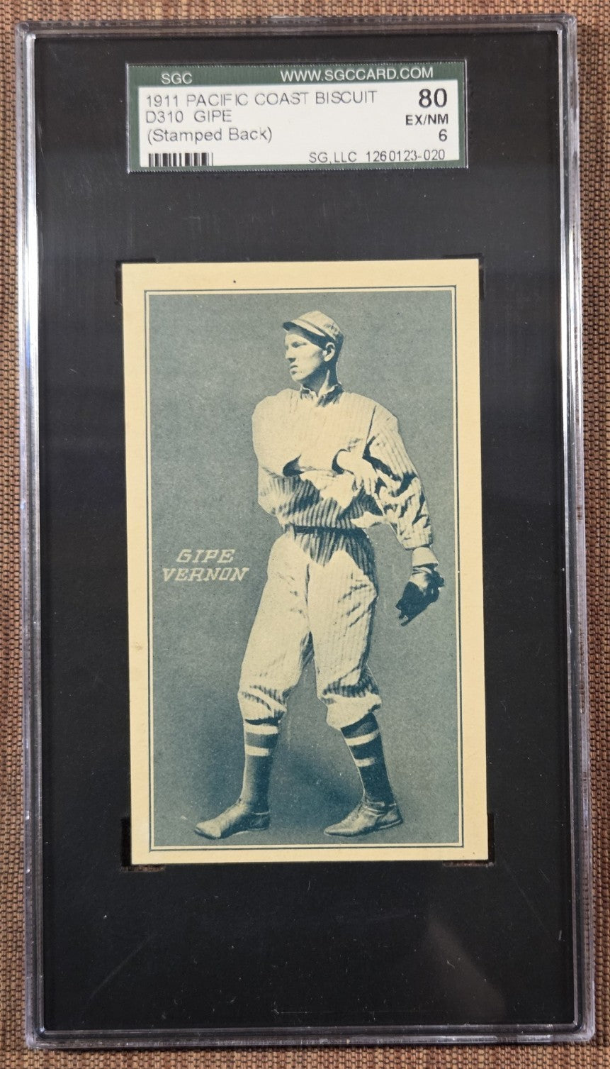 1911 Pacific Coast Biscuit Alva Gipe Seattle Giants Baseball Card SGC 6 POP 10