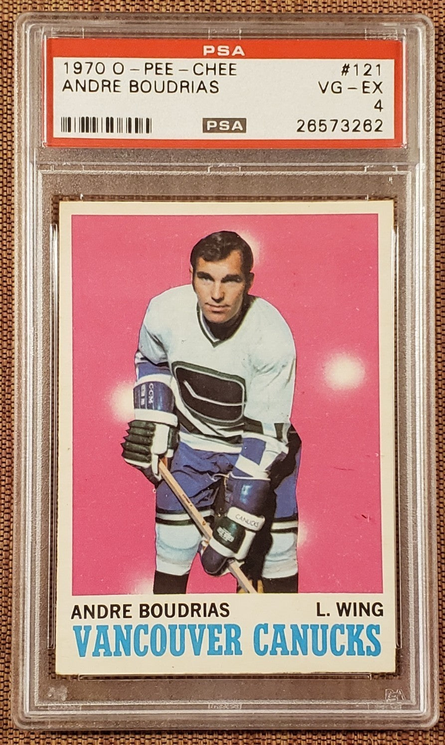 1970 O-Pee-Chee #121 Andre Boudrias Vancouver Canucks Original Hockey Card PSA 40