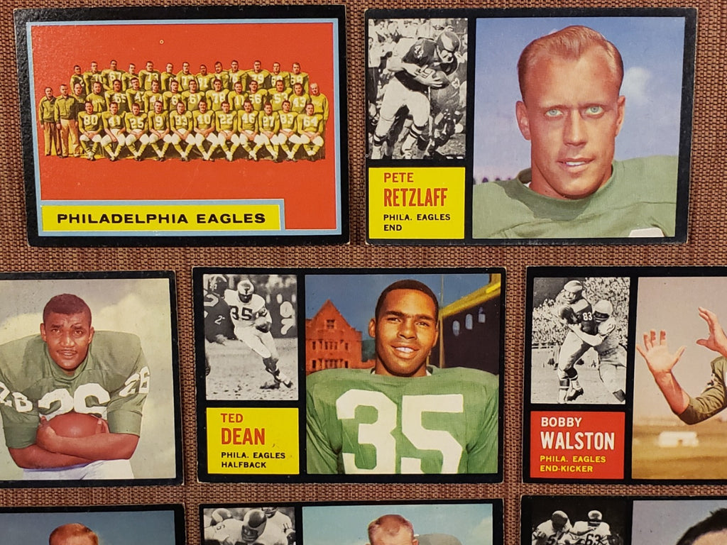 1962 Topps Football Cards Retzlaff SP Dean SP Schrader SP Smith RC Peaks Walston4