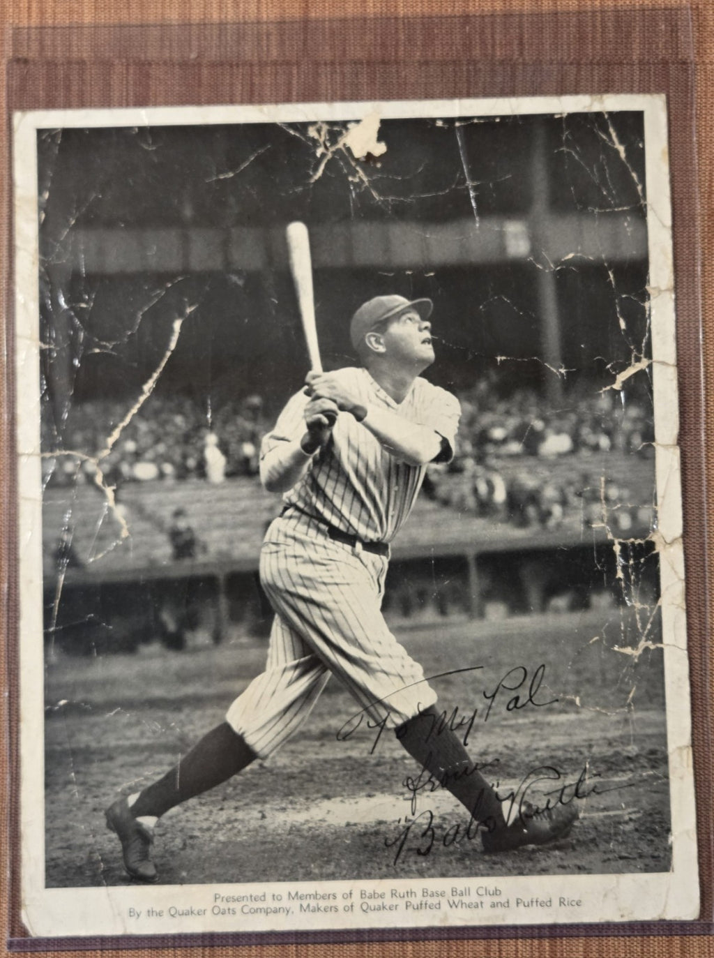 1934 Quaker Oats Premium Babe Ruth New York Yankees Original 8x10 Baseball Photo0
