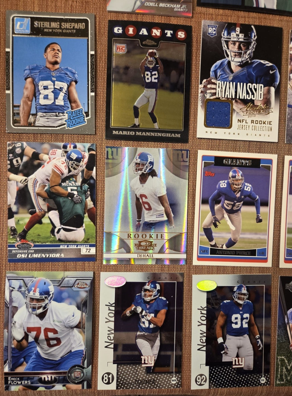 Giants Football Cards Beckham RC Manning RC Hall RC /250 Flowers Strahan LT2