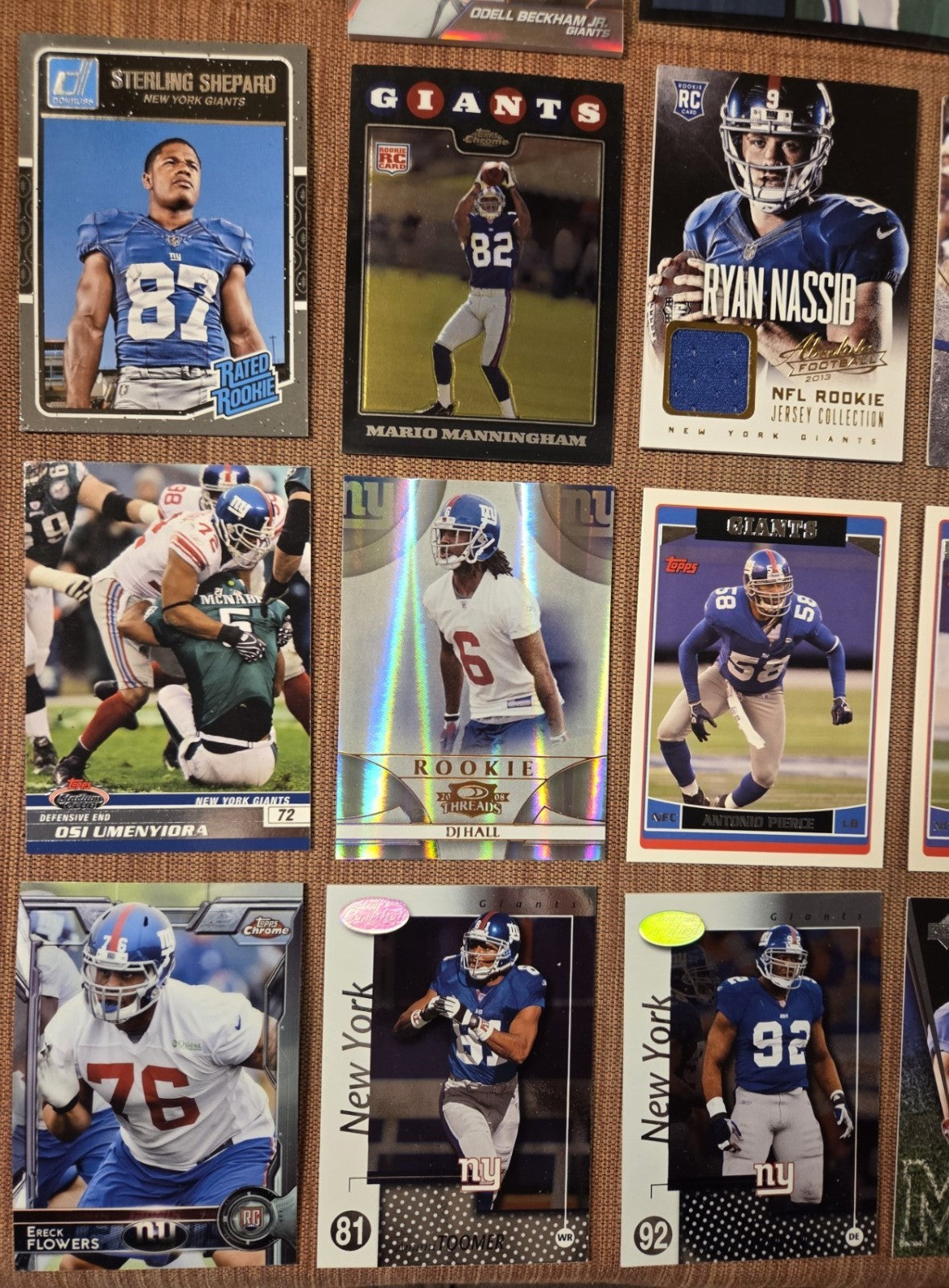 Giants Football Cards Beckham RC Manning RC Hall RC /250 Flowers Strahan LT2
