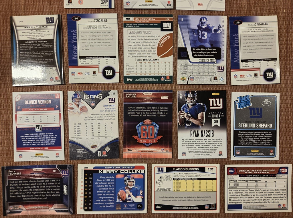 Giants Football Cards Beckham RC Manning RC Hall RC /250 Flowers Strahan LT8