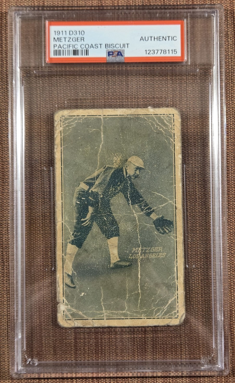 1911 Pacific Coast Biscuit George Metzger Los Angeles Angels Baseball Card PSA0
