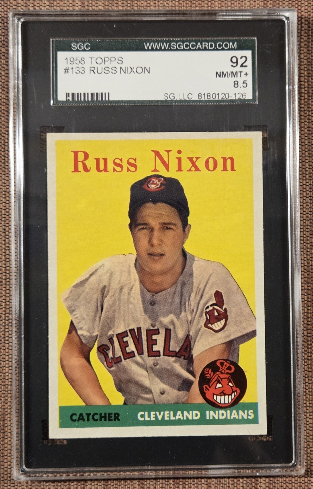 1958 Topps #133 Russ Nixon Cleveland Indians Rookie Baseball Card SGC 8.5 RC0