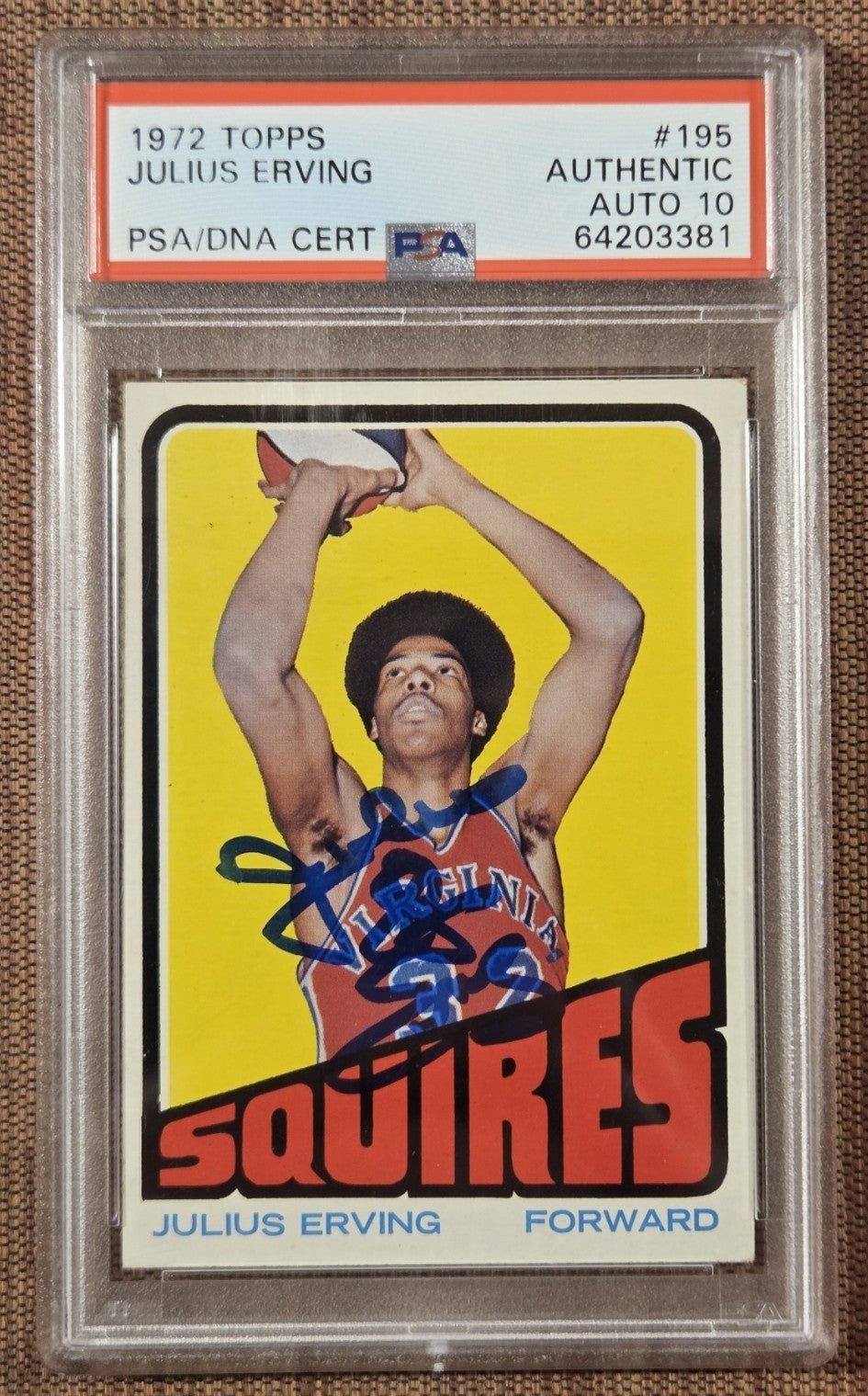 1972 Topps #195 Julius Erving Squires 76ers Rookie Basketball Card PSA/DNA Auto0