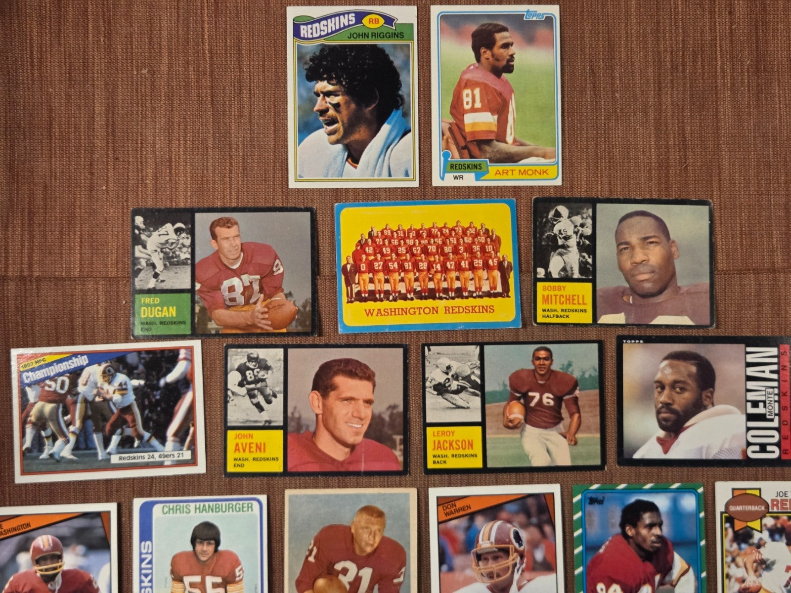Topps Redskins Football Cards Monk RC Clark RC Thiesmann Riggins Mitchell, SP's1