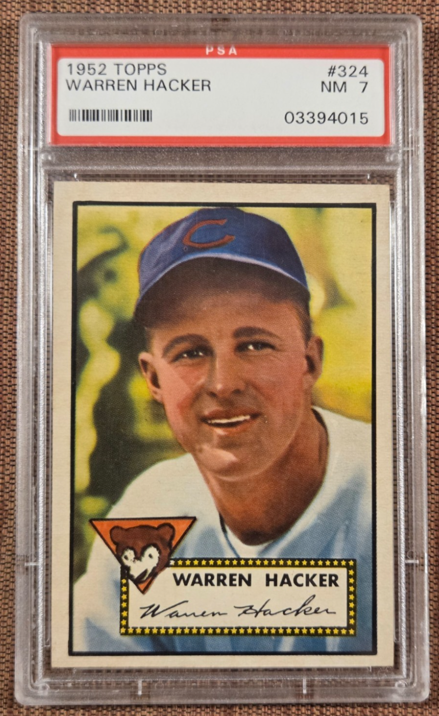 1952 Topps #324 Warren Hacker Chicago Cubs Vintage Original Baseball Card PSA 70