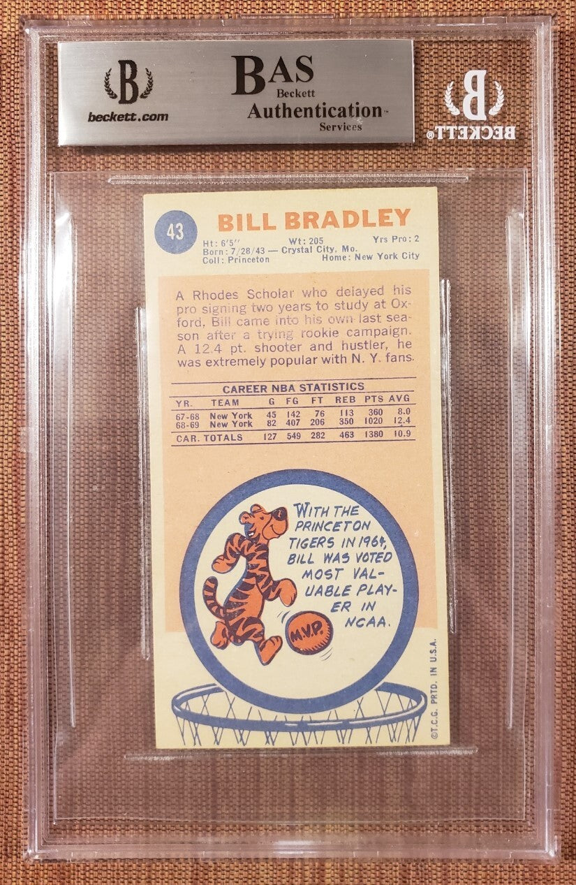 1969 Topps #43 Bill Bradley New York Knicks Rookie Basketball Card BGS/BAS AUTO1