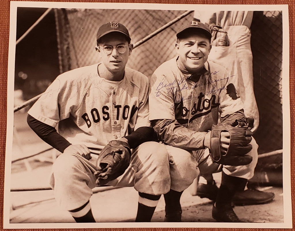 Dom DiMaggio Johnnie Hopp Auto Red Sox 1940's Baseball 8x10 Vintage Photo JSA0