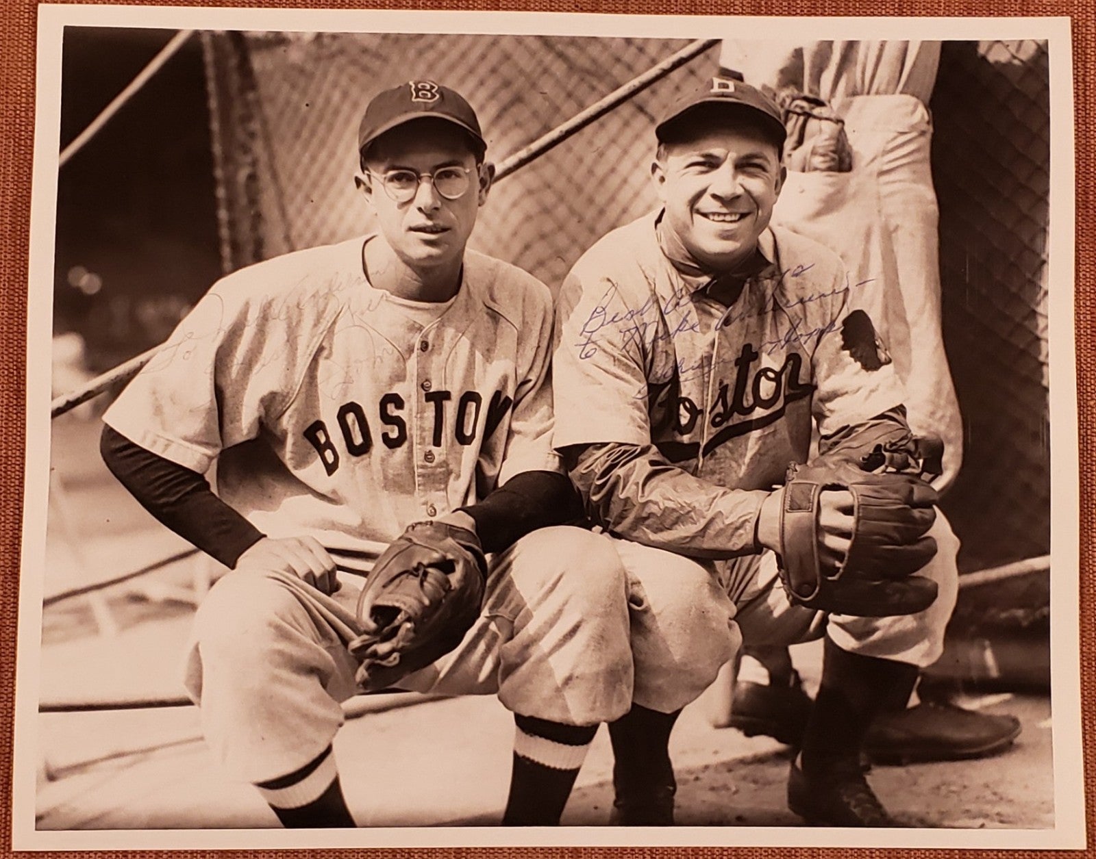 Dom DiMaggio Johnnie Hopp Auto Red Sox 1940's Baseball 8x10 Vintage Photo JSA0