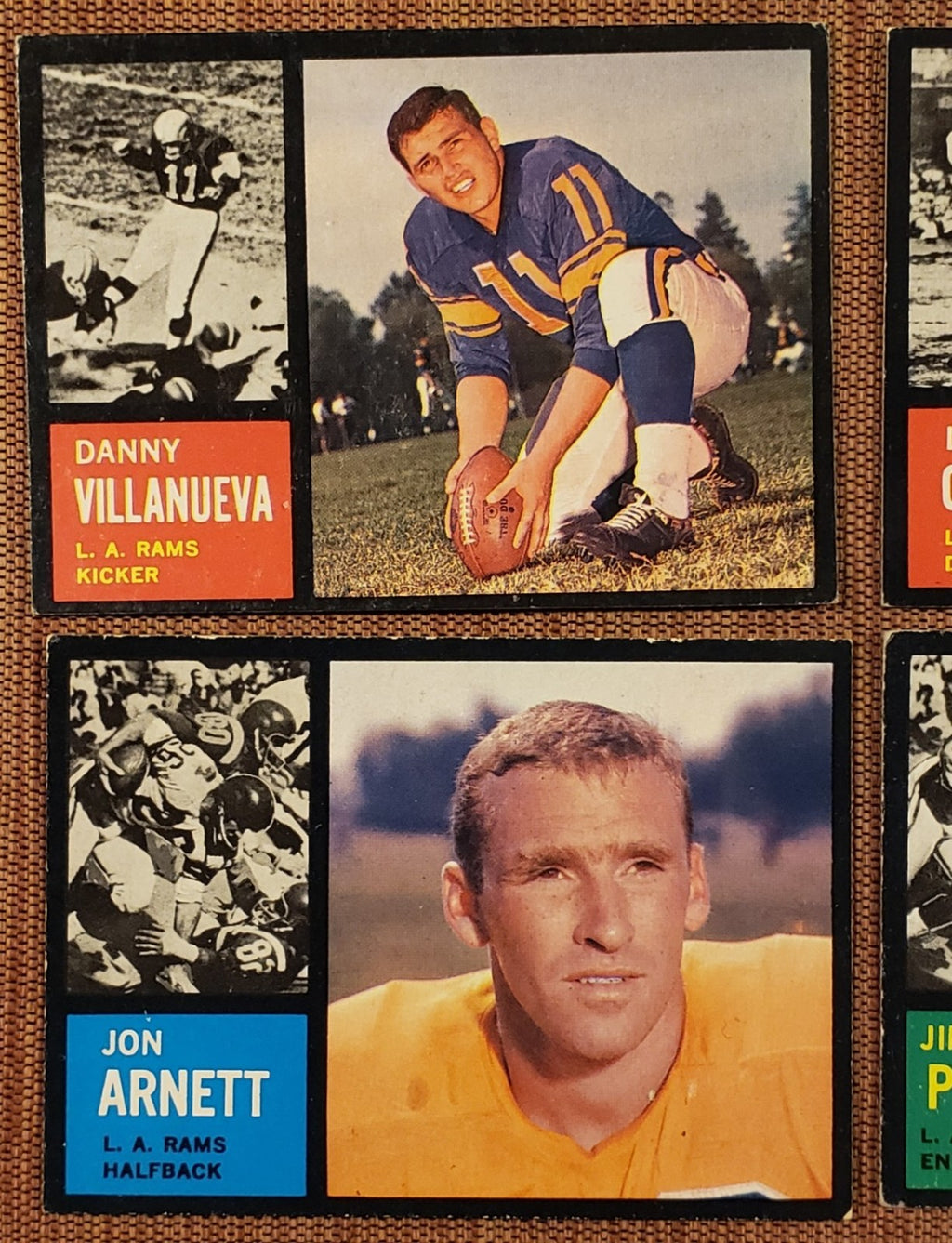 1962 Topps Rams Football Cards Arnett & Matson SP's Villenueva RC Crow Phillips2